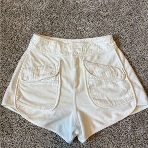 Free People High Waist Cream Shorts